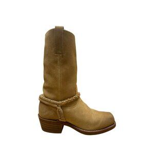 Frye Women’s Yellow Suede Braided Strap High Shaft Western Boots Size 81/2M